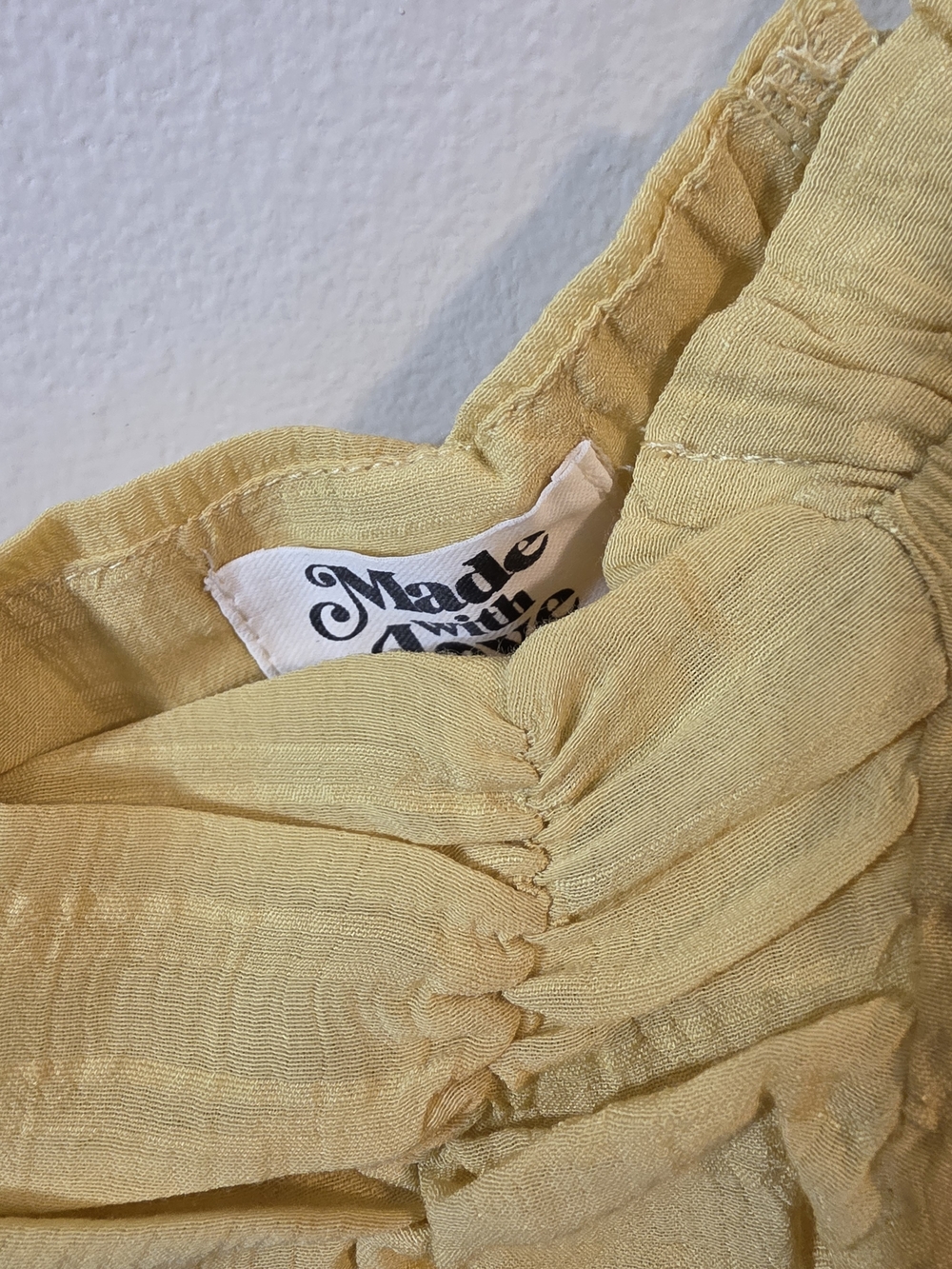 Yellow Ruched Puff-Sleeve Women’s Top - Picture 2 of 7